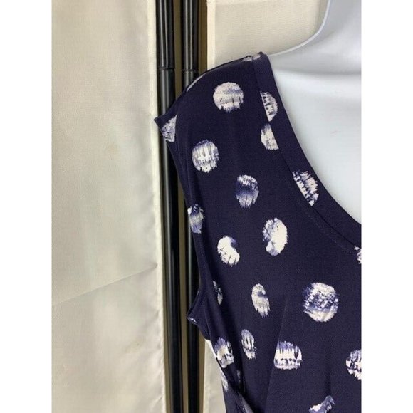 Chaus Dress Sheath Size Large Sleeveless Navy White Shibori Front Tie Midi Dress - Picture 4 of 6